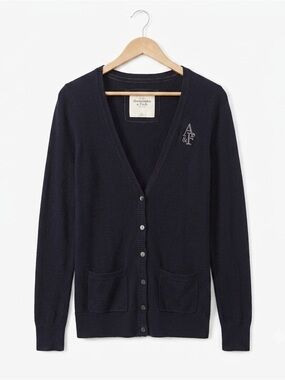 Abercrombie & Fitch LARGE Women’s Collegiate Navy Cardigan V Neck